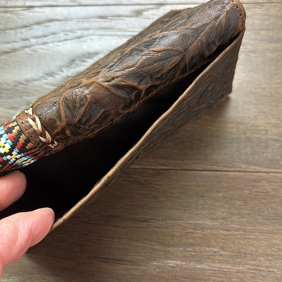 Justin Boots Genuine Leather, RFID,Horsehair braid,Aztec stitching Rodeo bifold - Picture 5 of 10